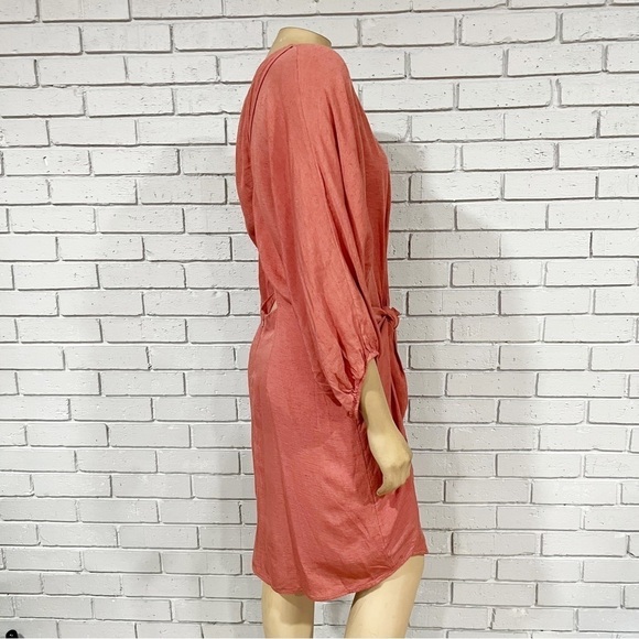 Anthropologie Women’s Puff-Sleeve Wrap Mini Dress in Pink - Picture 7 of 12